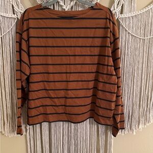 Old Navy Rust and Black Striped Long-Sleeve Top